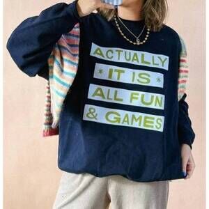 NEW ETTA & EAST all fun and games sweatshirt in navy